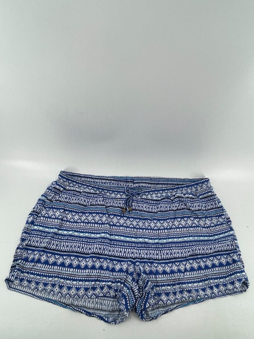 Old Navy Blue White Pattern Pull On Paper Bag Drawstring Waist Shorts Size XXL - Picture 9 of 13